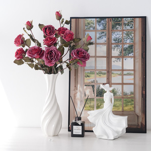 4 Têtes de Roses Artificielles à Tige, Aspect <span class=keywords><strong>Fleurs</strong></span> Séchées Vintage, pour Vase, Centre de Table de Mariage, Décoration Intérieure, Couleurs Ambiance, Vente <span class=keywords><strong>en</strong></span> Gros - Product Image 3