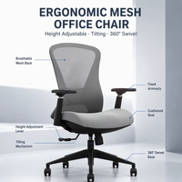 Chaise ergonomique en maille pour la maison et le bureau, pivotante à 360°, chaise de bureau pour ordinateur