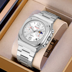 Reloj de negocios Skmei 9368 con movimiento de cuarzo para hombre, banda cuadrada Simple de acero inoxidable, acabado dorado y plateado, cristal resistente al agua 3ATM - Product Image 5