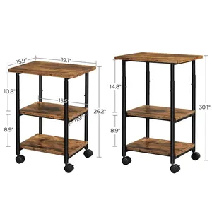 Supporto per stampante da tavolo industriale a 3 livelli in metallo carrello per stampante da tavolo con ruote regolabili per Home Office - Product Image 6