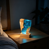 Lampe de nuit en résine Monde sous-marin des sirènes, en gros, avec bouton USB, intensité réglable, plusieurs températures de couleur, créature marine, artisanat, cadeau, lampe de table