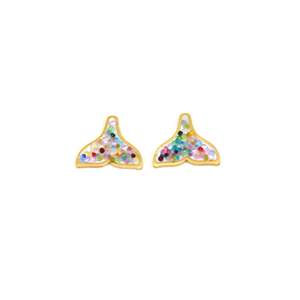 Boucles d'oreilles tendance queue de sirène en acier inoxydable 316L plaqué or PVD, bijoux durables et résistants - Product Image 1