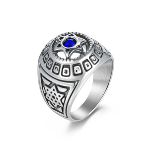 Men's <b>Titanium</b> Steel <b>Ring</b> Star Pattern Hollow Diamond Inlay Geometric Design Gift Jewelry - Product Image 3