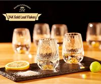Verre à vin personnalisé de haute qualité avec logo, 15 ml, 45 ml, en verre réutilisable, en forme de diamant, avec paillettes de feuilles d'or 24 carats, pour shots de liqueur