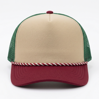 Gorra de béisbol tipo trucker de espuma de 5 paneles, lisa, bicolor, con parte trasera de malla, corona alta, visera curva y cierre snapback, al por mayor