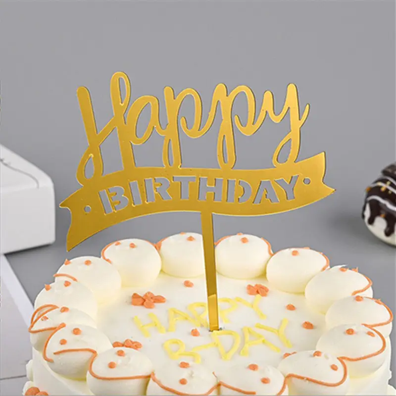 सोने खुश जन्मदिन का केक अव्वल गोल्डन चमक जन्मदिन की पार्टी केक सजावट की आपूर्ति एकल पक्षीय केक लूट सजावट फोटो