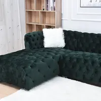 Conjunto de sofá de canto europeu em forma de l, conjunto de sofá de tecido veludo personalizado de fábrica