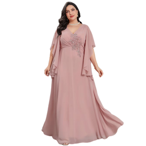 <span class=keywords><strong>Robe</strong></span> de <span class=keywords><strong>demoiselle</strong></span> <span class=keywords><strong>d</strong></span>'<span class=keywords><strong>honneur</strong></span> élégante en mousseline de soie pour femmes, taille plus, col en V, manches à volants avec <span class=keywords><strong>d</strong></span>écoration en strass, dos nu - Product Image 1