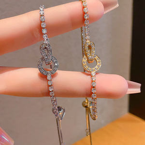 Fashion Charm <b>Bracelet</b> Gold And White Micro Insert <b>Copper</b> Alloy Party Jewelry Summer 2025 Yiwu Origin D 54 - Product Image 3