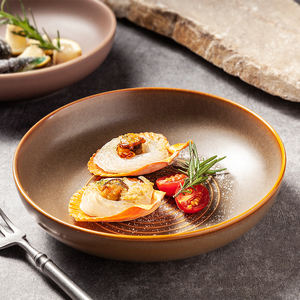 Plato Redondo de Porcelana Marrón Mate de 8'' Estilo Marroquí Mexicano Bávaro, Económico para Hoteles, para Cena, Postre, Fruta o Ensalada - Product Image 1