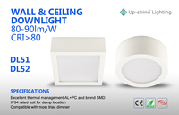 Downlight LED encastré Upshine IP54 DL51-18W, dimmable Triac