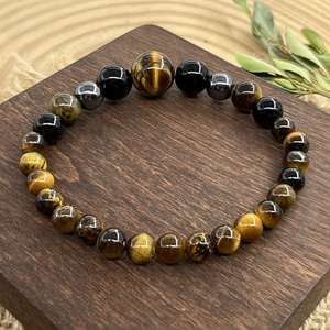 Bracelet en pierre naturelle avec perles de verre colorées pour la pratique de la gratitude, fabriqué par un expert vérifié, avec codage standardisé - Product Image 3