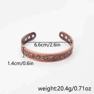 <b>Copper</b> Alloy Swirl Cuff <b>Bracelet</b> Open Magnetic Unisex Jewelry Bronze Color Yiwu Origin - Product Image 4