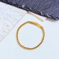 Bracelet chaîne cubaine en acier inoxydable pour hommes, 21 cm, 4 mm, avec fermoir magnétique, plaqué or 18 carats, vente en gros
