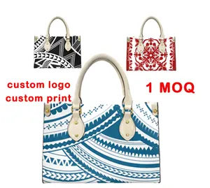 Venta al por mayor bolso de cuero de oficina-Bolso de mano con estampado de arte Tribal polinesiano para mujer, bolsa de mano personalizada, producto de cuero, 2022