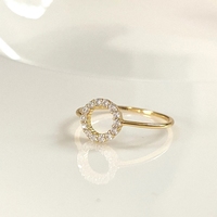 Simple Délicat Romantique Élégant Design Bijoux De Haute Qualité En Acier Inoxydable Or Couleur Cubique Zircone Pavé Cercle Anneau