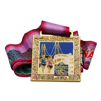 Médaille de finisseur personnalisée en émail souple 10K, en alliage de zinc carré, pour la course Pink Run Race for the Cure, avec ruban imprimé