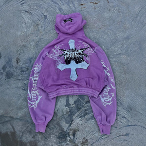 Sudadera con Capucha para Hombre, Estilo Hip Hop Punk, Holgada, Color Morado, con Cordón Ajustable, Personalizada, Estilo <span class=keywords><strong>Rap</strong></span> - Product Image 2