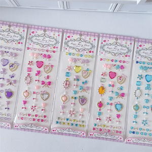 Fée <span class=keywords><strong>baguette</strong></span> autocollants enfants et filles coeur princesse vent décoratif visage autocollants scène maquillage clignotant cristal autocollants - Product Image 3