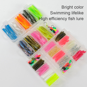 LUSHAZER 50 pz/set Kit esche da <span class=keywords><strong>pesca</strong></span> in plastica morbida per pesci da bagno Set esche artificiali <span class=keywords><strong>con</strong></span> <span class=keywords><strong>esca</strong></span> per trota spigola - Product Image 2