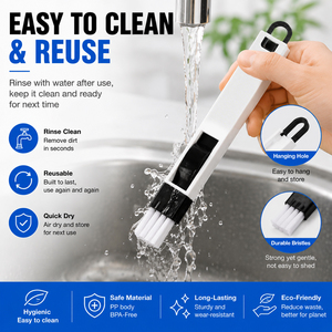 Cepillo de limpieza ecológico para rieles de ventanas de plástico, con cerdas de nailon, mini cepillo para grietas profundas y teclados, para limpieza. - Product Image 6