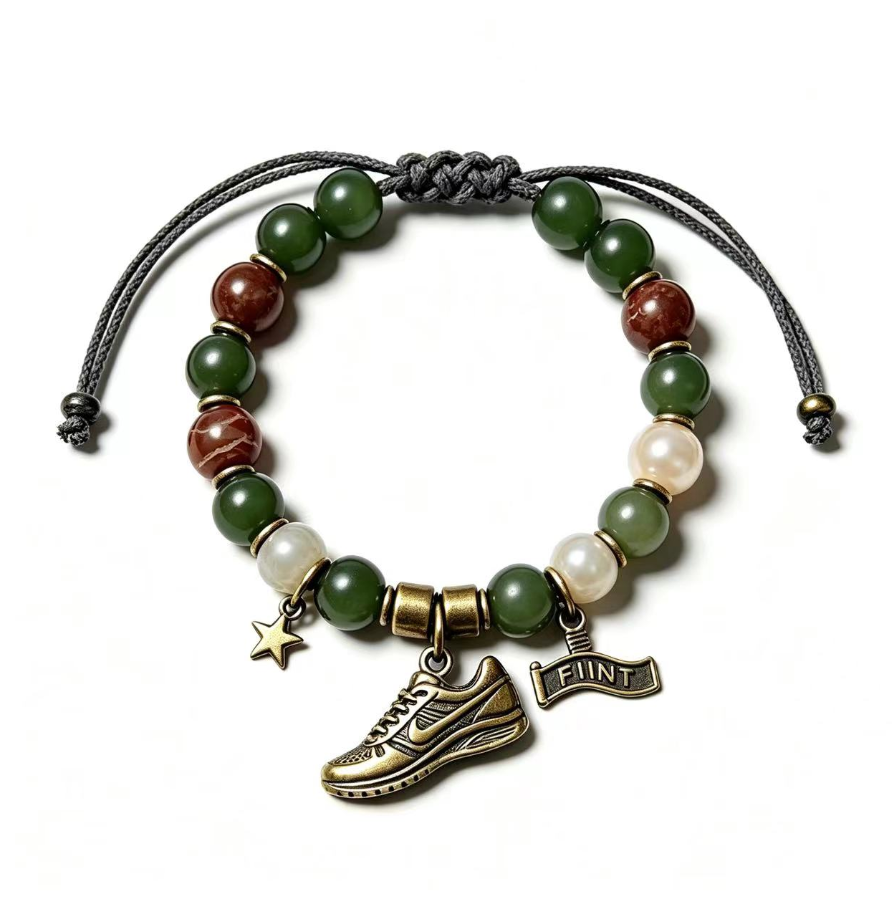 Adjustable Braided Rope Marathon 26.2 Runner Beaded Bracelet, Natural ...