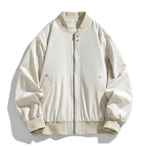 Logotipo personalizado Primavera y otoño más Chaqueta de algodón abrigo de piloto cálido para hombre uniforme de béisbol informal suelto de color sólido Retro - Product Image 5