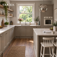 Meuble de cuisine modulaire en bois massif blanc crème OPPOLIA, avec comptoir en quartz personnalisé en stratifié marbré, durable, fabrication OEM en Chine