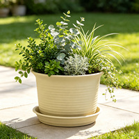 Pot de fleurs en résine léger avec trous de drainage, design classique moderne durable, capacité de 3,29 L, utilisation intérieure/extérieure pour le jardinage et la maison