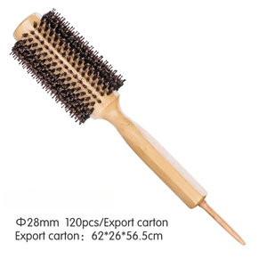 Beauty Salon Natural Large Wooden Mixed Boar Bristle Hair <strong>Round</strong> <strong>Brush</strong> - Product Image 5
