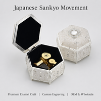 Boîte à musique en forme de cœur, émail guilloché, alliage de zinc, filigrane argenté, strass en cristal, pilier perlé, bijoux Sankyo, vente en gros OEM