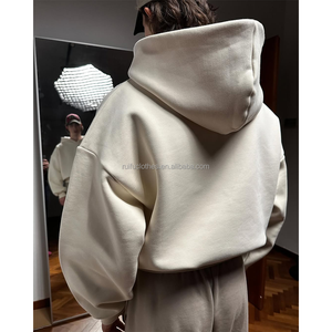 Custom Heavyweight 500gsm Drop Shoulder Hoodie Manufacturers Blank 3D foam print Cotton Cropped boxy fit Hoodies sweatshirts <b>men</b> - Product Image 2