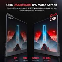 Monitor Gaming AHXJKA de 16 Pulgadas, 2.5K, 144Hz, IPS, 2560x1600, 16:10, 300-Nit, Tipo-C, HDR, Cuidado de la Vista, Portátil para Laptops/PCs/Consolas