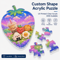 Kit Puzzle Hewan Kartun Transparan Akrilik Potongan Laser DIY, Model 3D Menantang untuk Dewasa dan Remaja, Pengasah Otak, Dekorasi Rumah