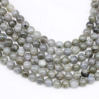 Cuentas de labradorita de 4mm, 6mm, 8mm, 10mm, cuentas de piedra de labradorita Natural, accesorio de cuentas naturales para fabricación de joyas, Color blanco de 15"