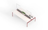 Postes de travail modulaires pour 4 personnes, bureau fixe avec bras pour moniteur et éclairage suspendu