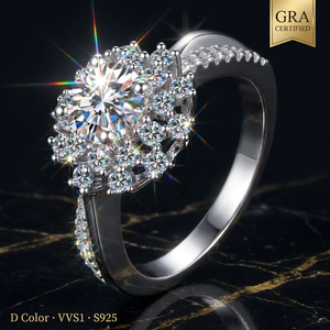 Anillo de Moissanita Redonda de 0.8CT al por Mayor, Diseño Fuegos Artificiales, Plata 925, Joyería Fina a Granel para Boutiques - Product Image 1