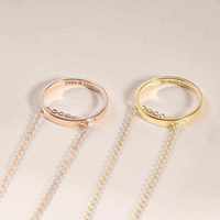 Minimaliste En Acier Inoxydable Cercle Intérieur Cercle Gravure Message Secret Deux Trous Curseur Anneau Pendentif Collier