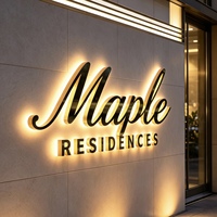 Enseigne commerciale personnalisée en métal rétroéclairée par LED avec lettres de logo dorées, signalétique publicitaire extérieure pour bureau et bar