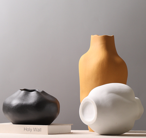 Nordico semplice vaso in ceramica ornamenti decorazione floreale <span class=keywords><strong>giallo</strong></span> bianco e nero artigianato creativo vaso in ceramica - Product Image 6