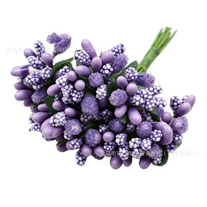 Bouquet de fleurs artificielles, couleurs mélangées, en plastique, décoration de mariage avec feuilles - Product Image 4