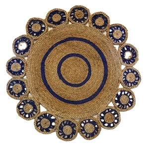 Bangladesh hermoso piso tejido a mano forma de flor redonda piso de yute orgánico trenzado Reversible alfombra antideslizante - Product Image 1