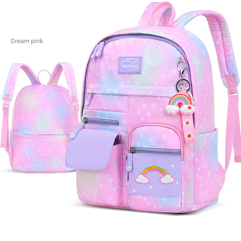 Rainbow Starry Sky Cute Girls Children School Bag Pink Book Bags Backpack For Kids Primary School