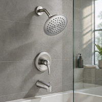 Mitigeur de douche mural dissimulé moderne pour salle de bain, avec régulation de pression, pour baignoire et douche, avec bec verseur et pommeau de douche de 6 pouces