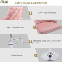 Luxus Nordic Tilford Rustikal Drehbar Pink & Gold Samt Verstellbar Beauty Spa Salon Höhe Barhocker