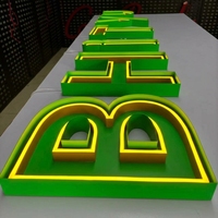 Lettres en acier inoxydable personnalisées, enseigne de devanture de magasin 3D illuminée avec bande LED néon