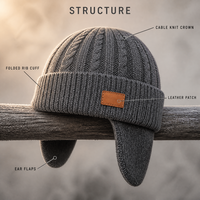 Bonnet en tricot torsadé en mélange de laine, classique, pour homme, doublé polaire, avec protège-oreilles, extensible et côtelé, en gros, stock disponible, faible MOQ, commande en vrac