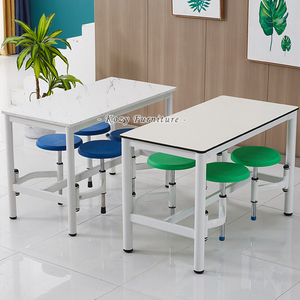 <strong>Canteen</strong> <strong>Table</strong> and Chair Combination Factory School Students Conjoined <strong>Table</strong> 4 People Retractable Fast <strong>Table</strong> Customization - Product Image 1