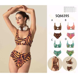 Costume da bagno bikini taglie forti HDJ con stampa tigre, vita alta, push-up e dettagli cut-out per donna, ideale per la spiaggia - Product Image 3