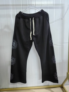 Pantalon de <span class=keywords><strong>jogging</strong></span> ample en molleton de coton épais pour <span class=keywords><strong>homme</strong></span>, avec bords bruts et rayures, modèle D150 – Qualité supérieure - Product Image 2